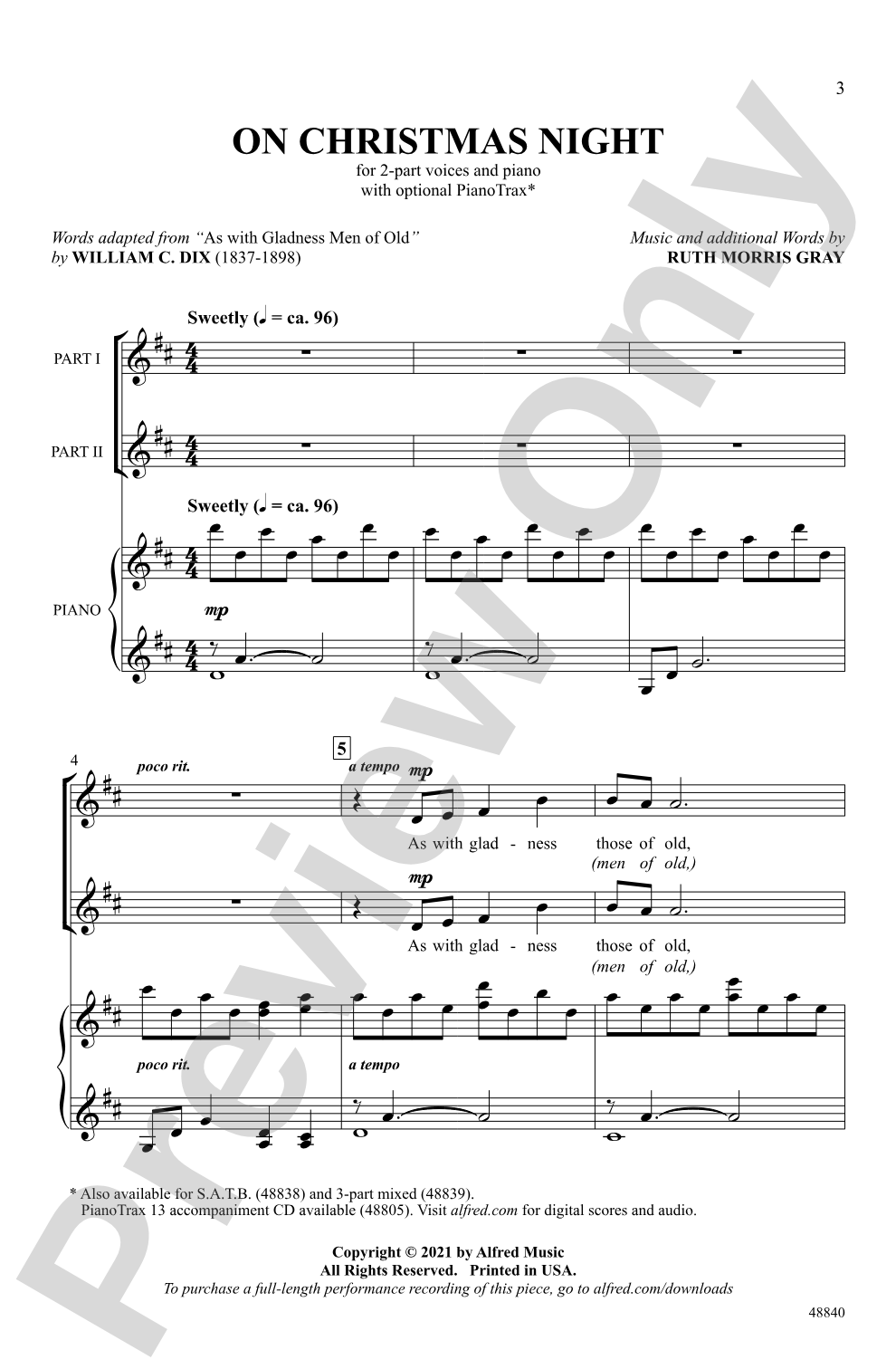 On Christmas Night: 2-Part Choral Octavo