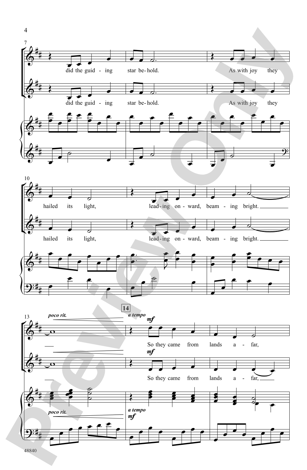 On Christmas Night: 2-Part Choral Octavo