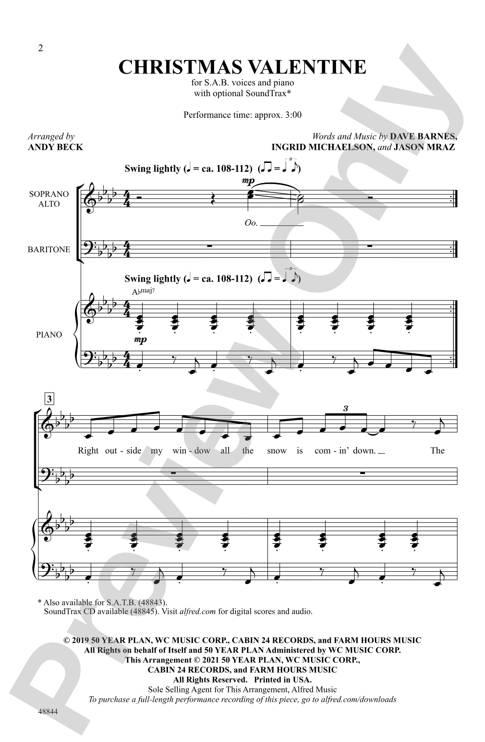 Christmas Valentine: SAB Choral Octavo