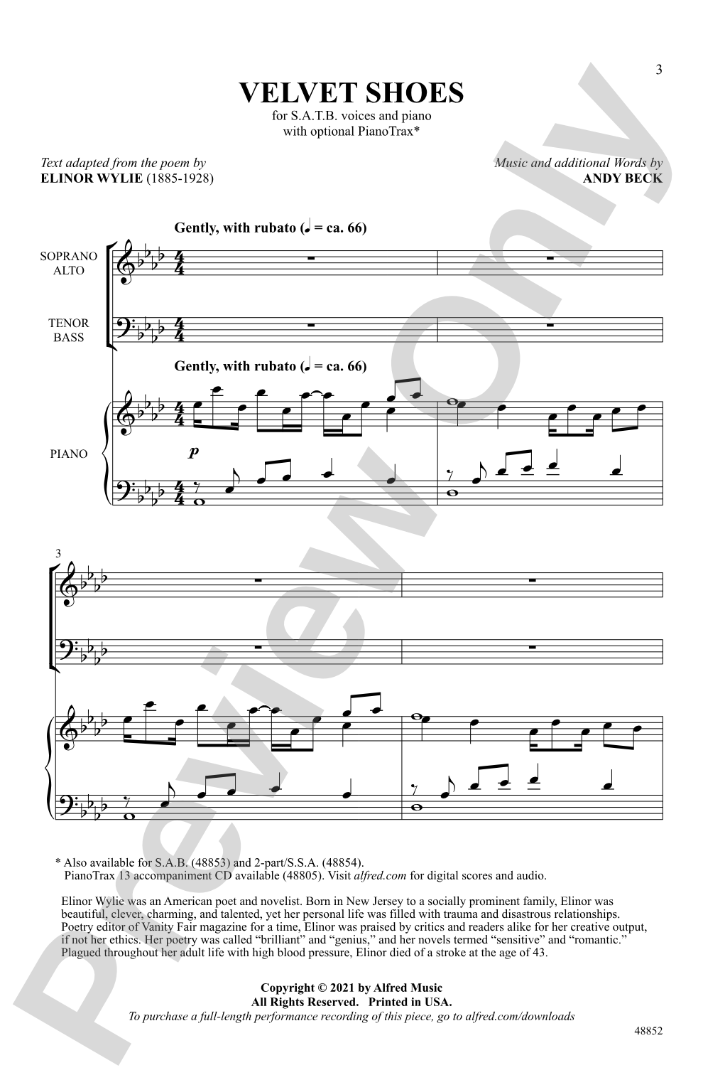 Velvet Shoes: SATB Choral Octavo