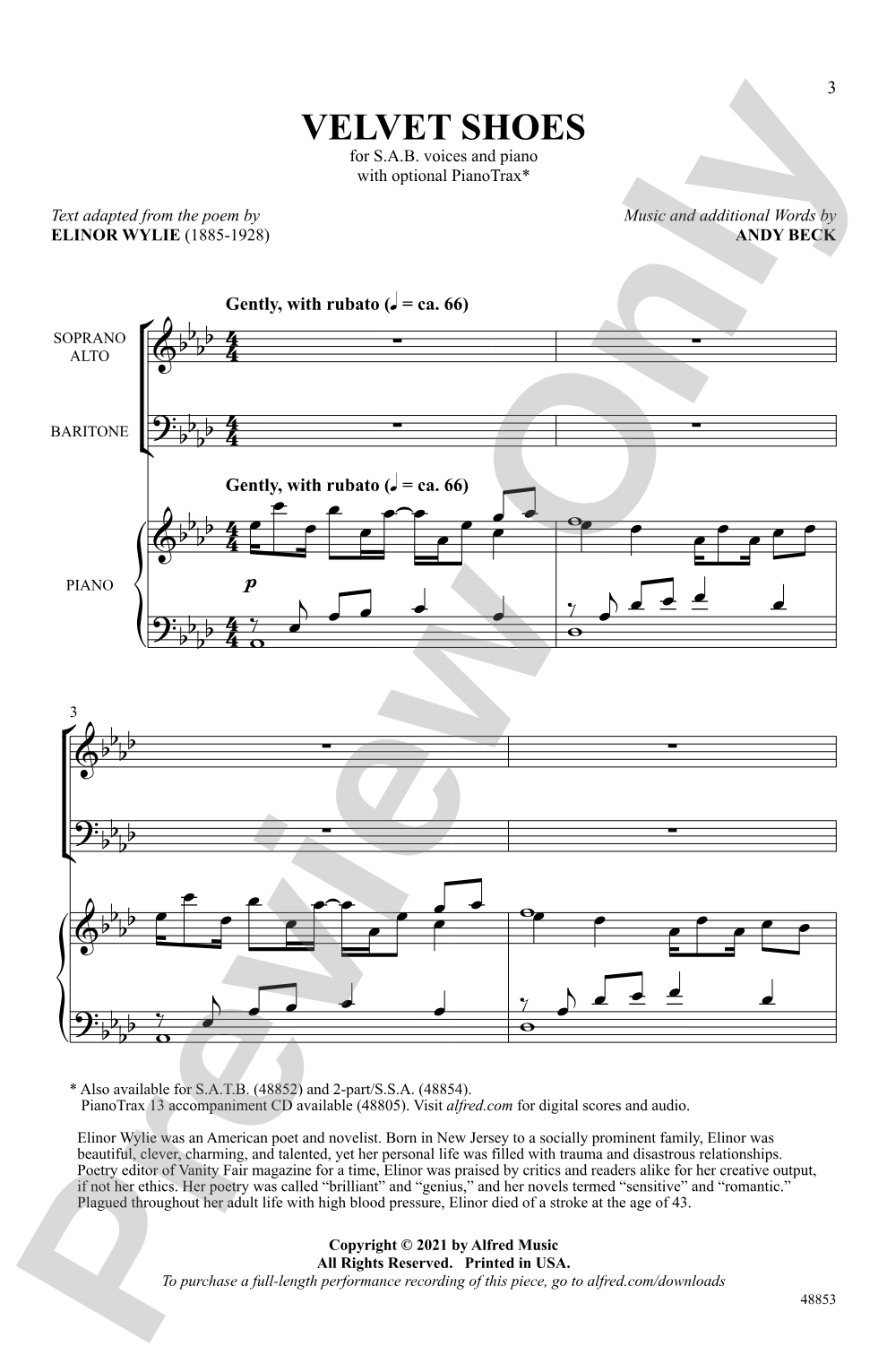 Velvet Shoes: SAB Choral Octavo