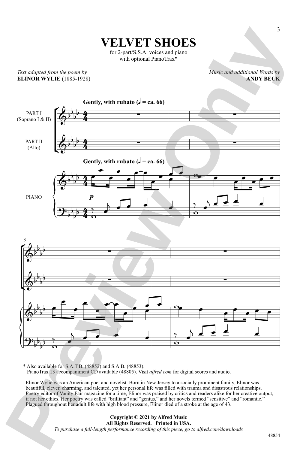 Velvet Shoes: 2-Part / SSA Choral Octavo