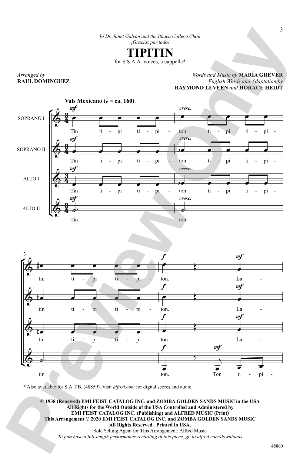 Tipitin: SSAA, <I>a cappella</I> Choral Octavo