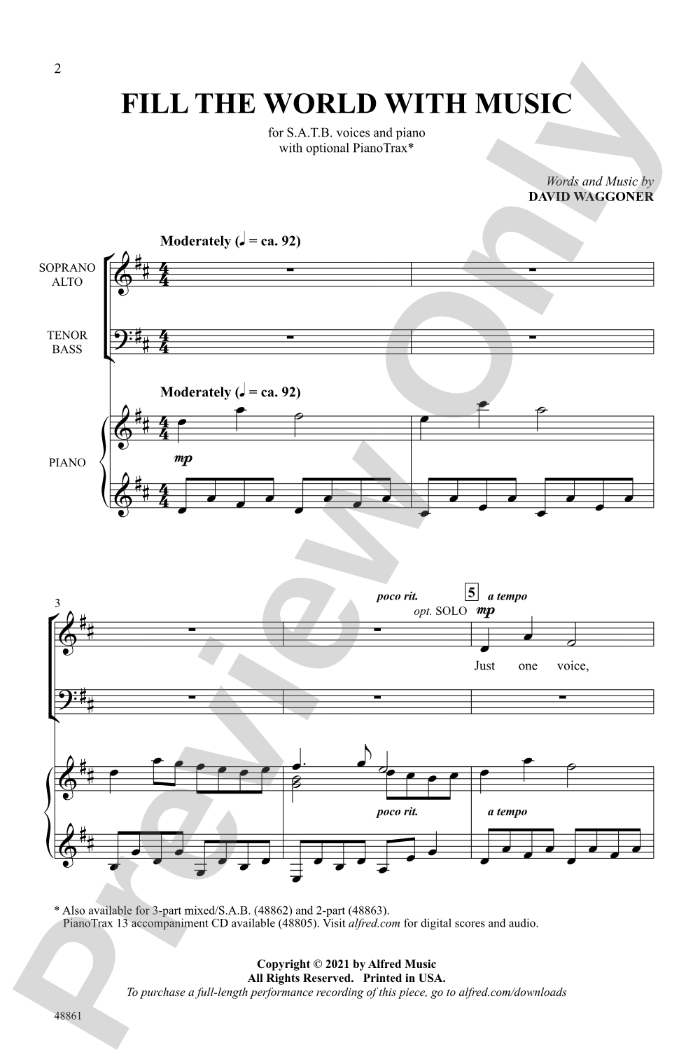 Fill the World with Music: SATB Choral Octavo