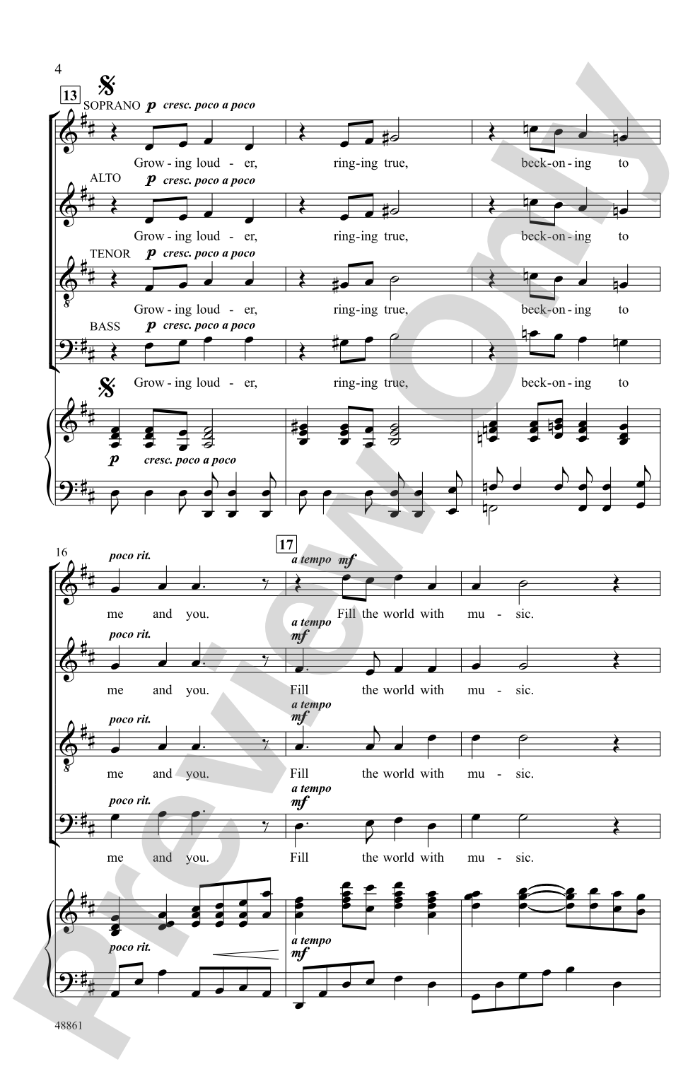 Fill the World with Music: SATB Choral Octavo