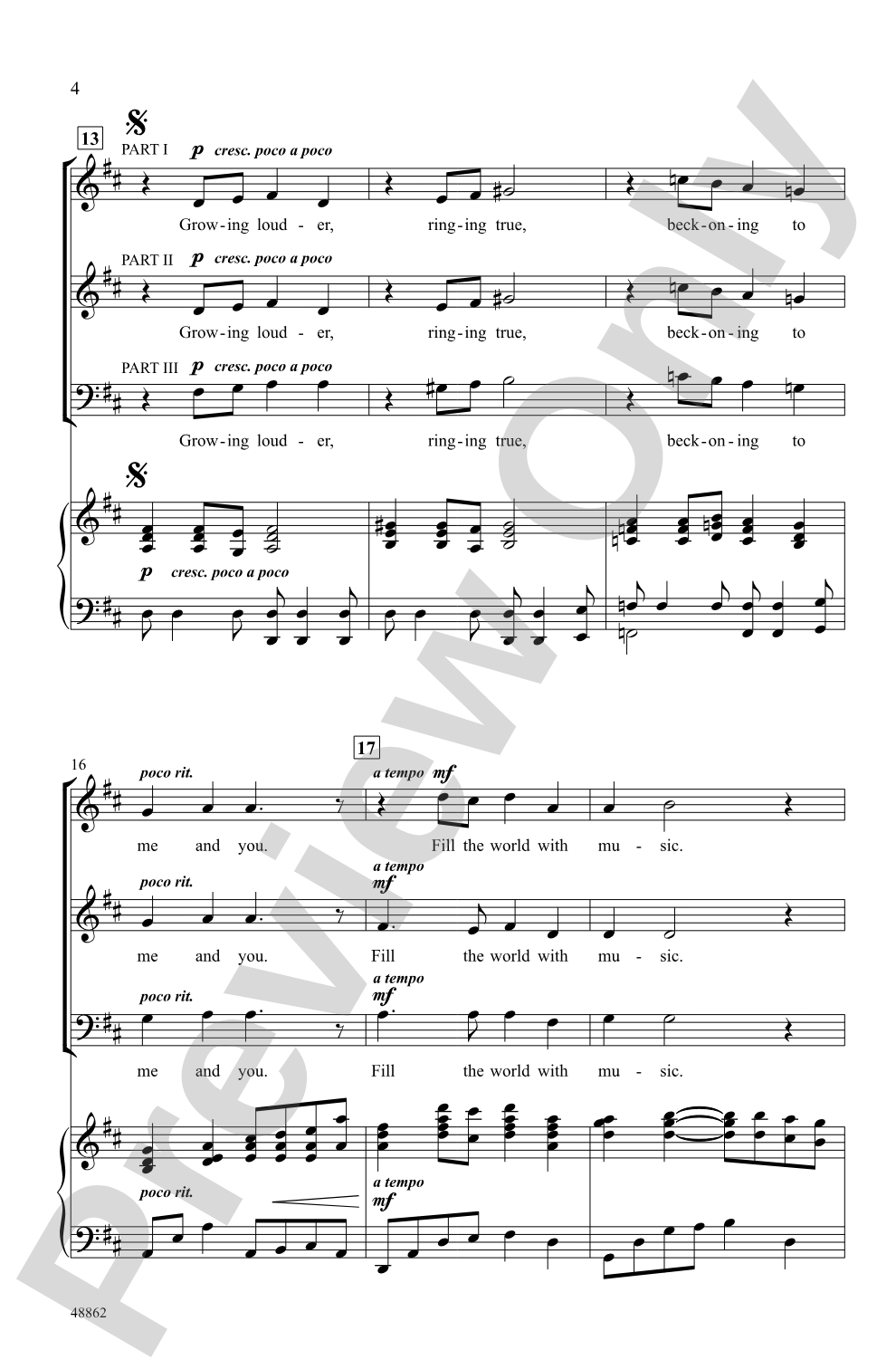 Fill the World with Music: 3-Part Mixed / SAB Choral Octavo