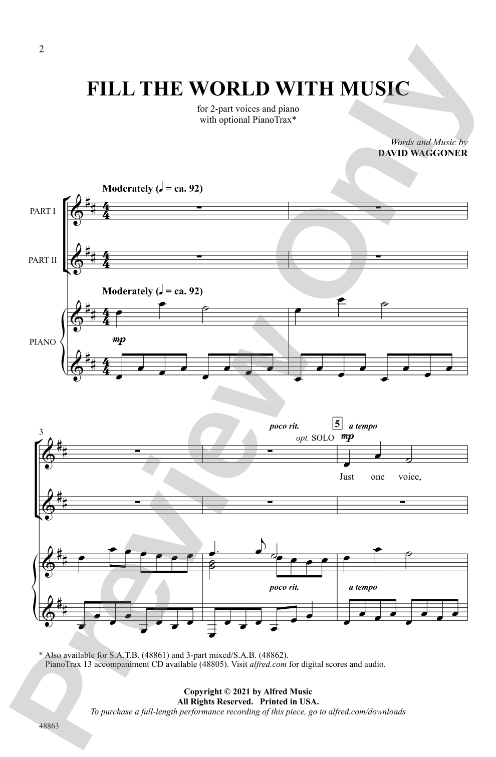 Fill the World with Music: 2-Part Choral Octavo