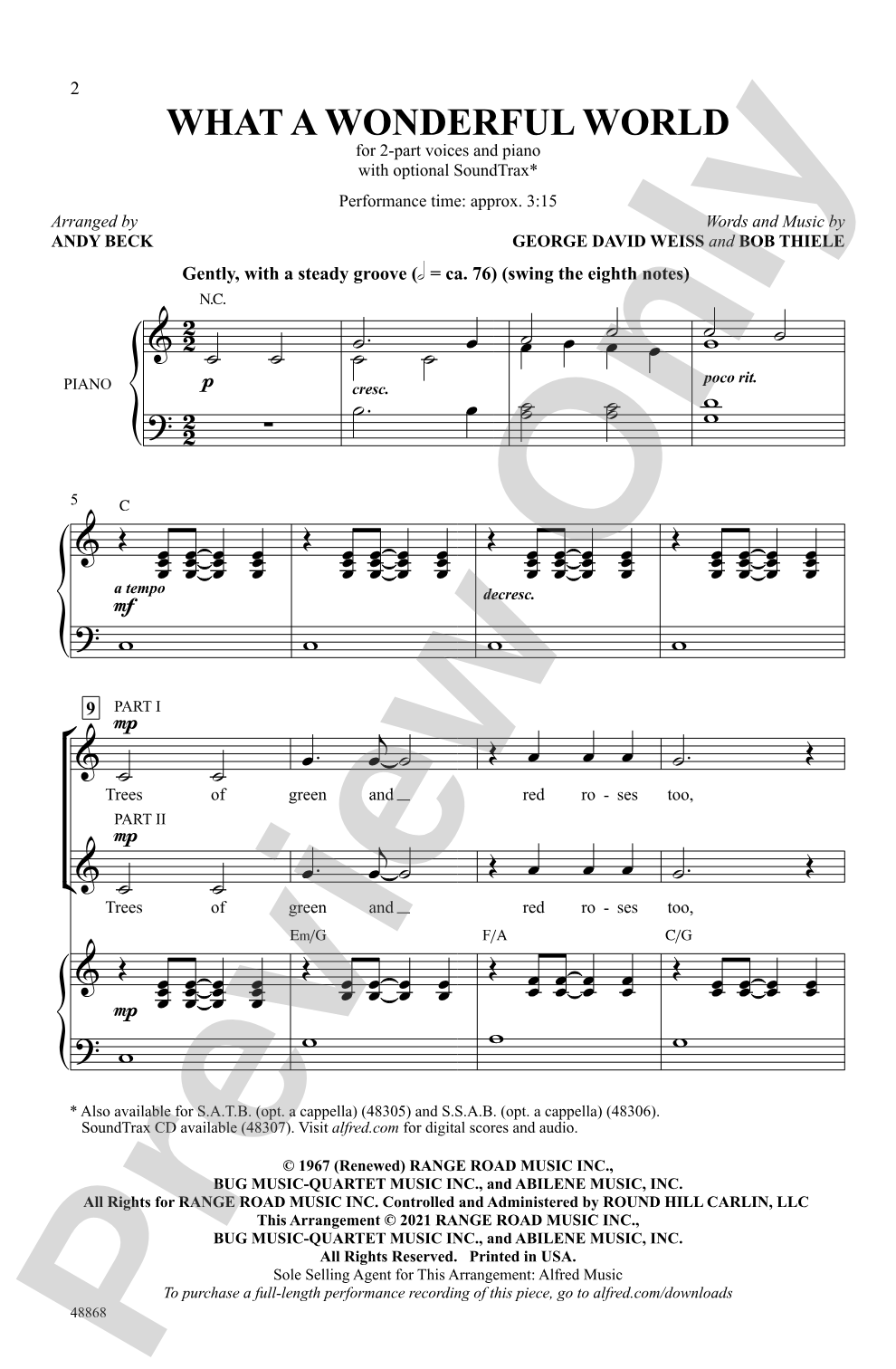 What a Wonderful World: 2-Part Choral Octavo