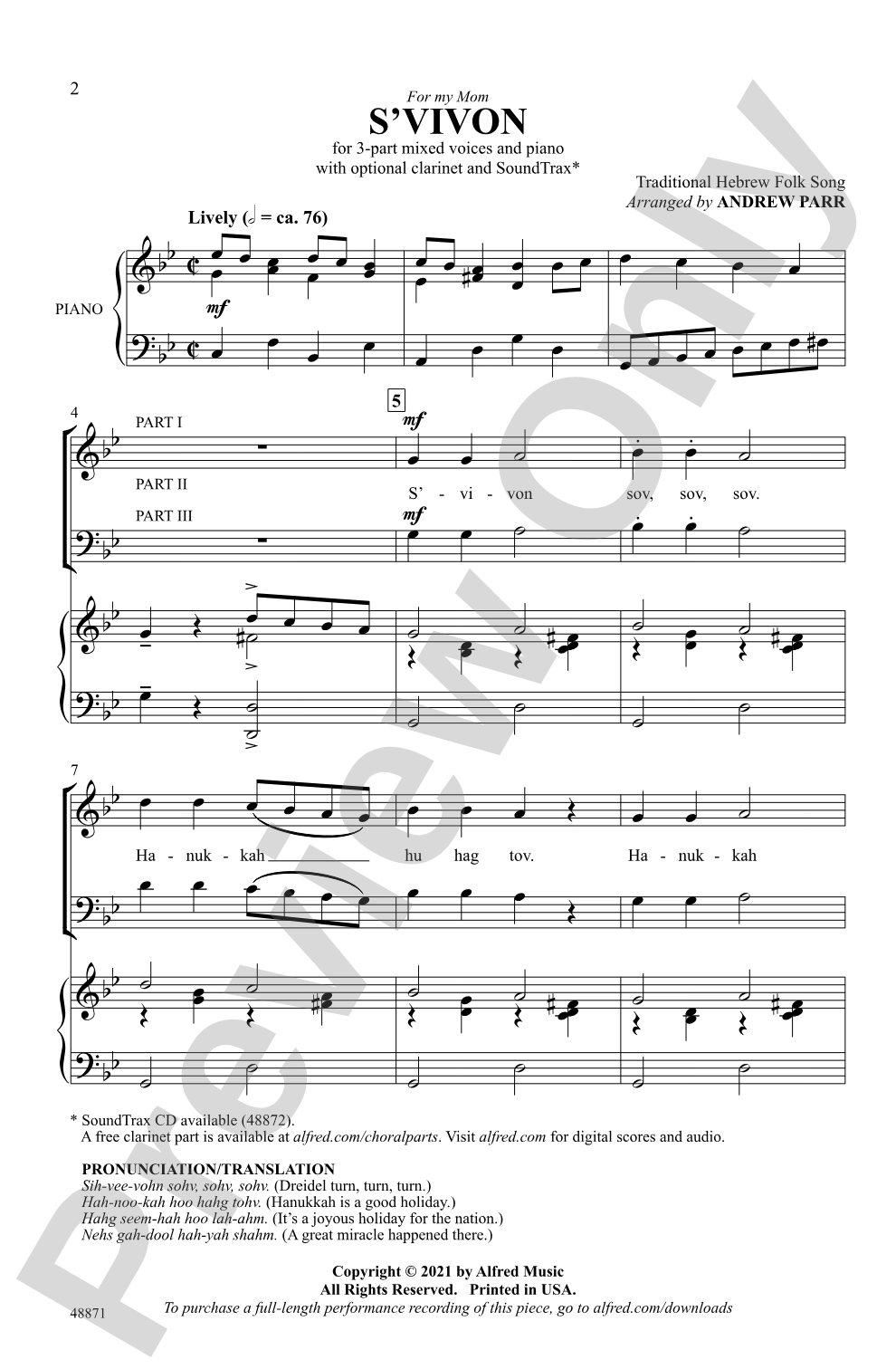 S'vivon: 3-Part Mixed Choral Octavo