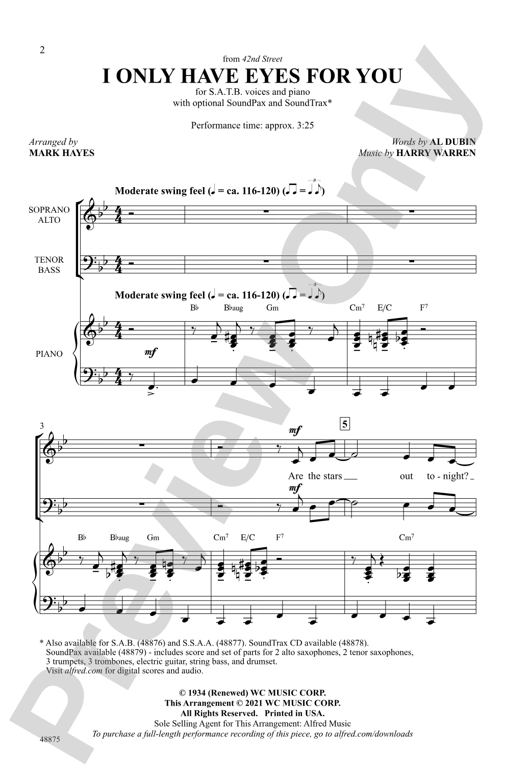 I Only Have Eyes for You: SATB Choral Octavo