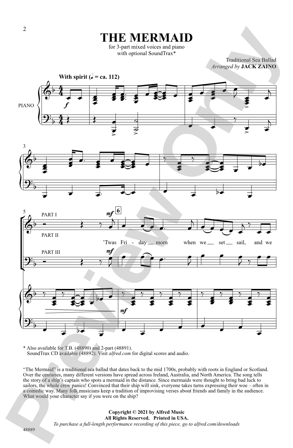 The Mermaid: 3-Part Mixed Choral Octavo