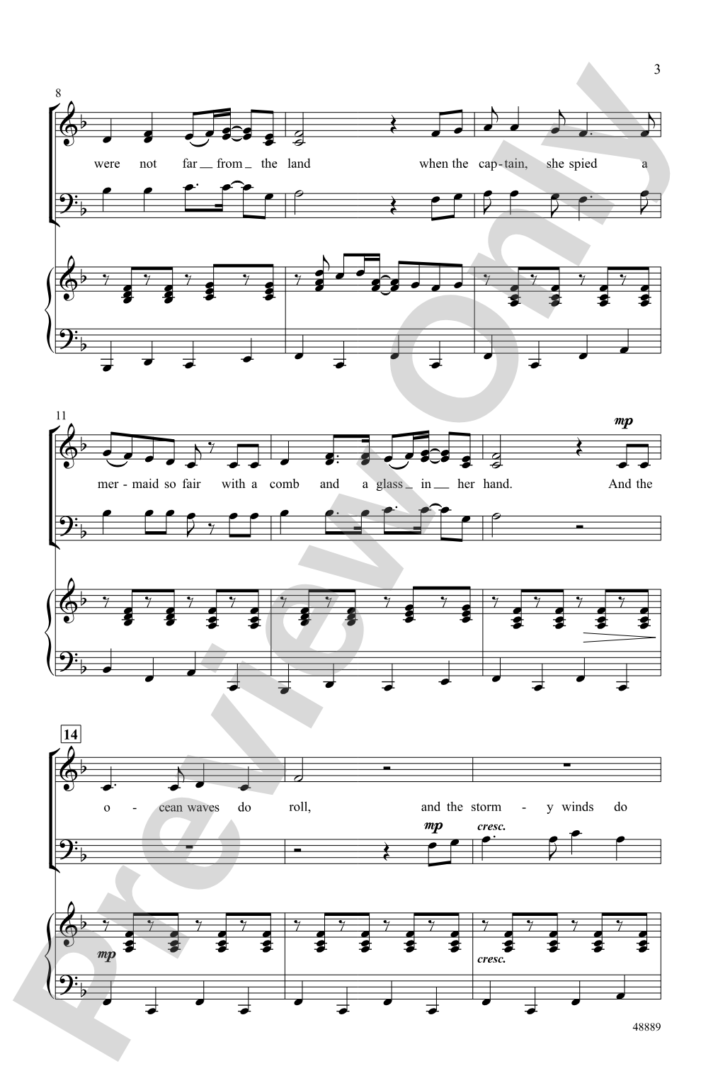 The Mermaid: 3-Part Mixed Choral Octavo