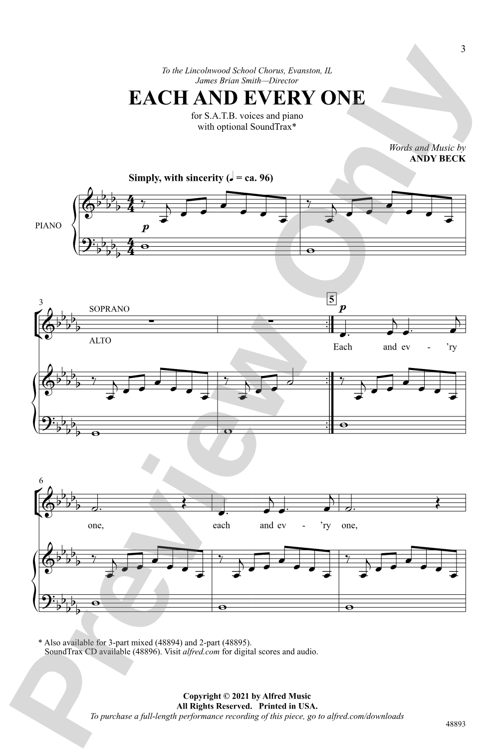 Each and Every One: SATB Choral Octavo