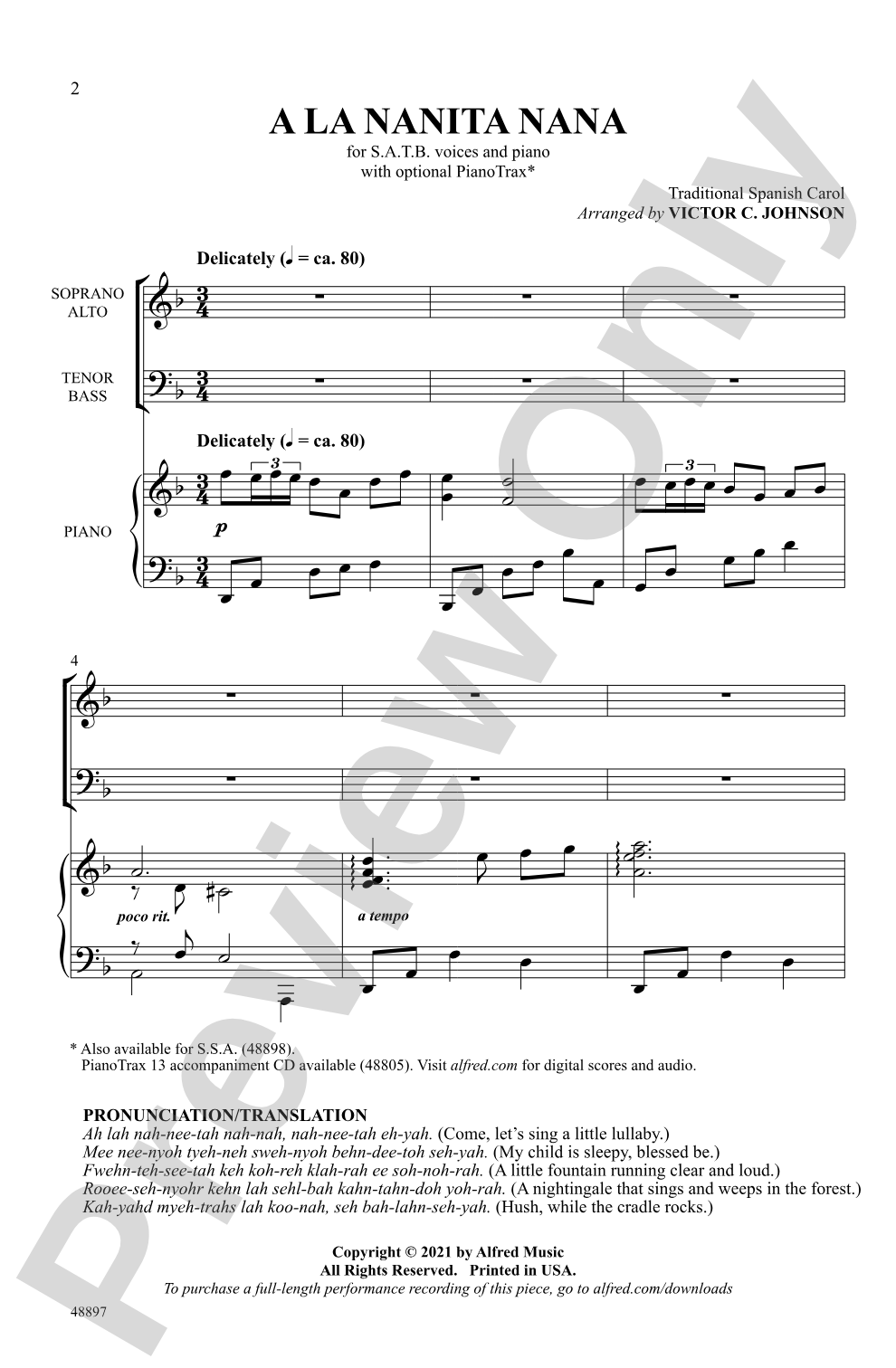 A La Nanita Nana: SATB Choral Octavo