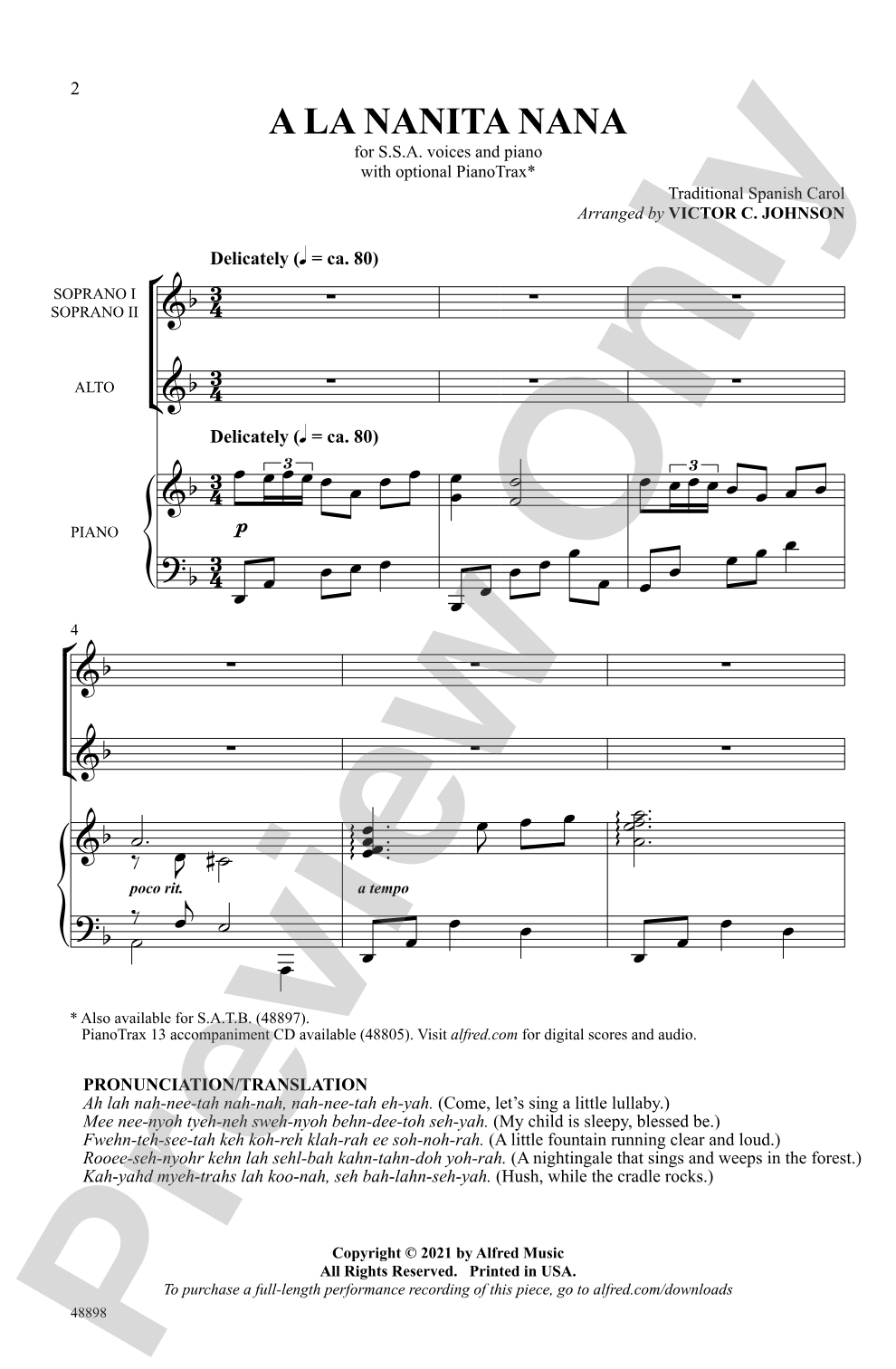 A La Nanita Nana: SSA Choral Octavo