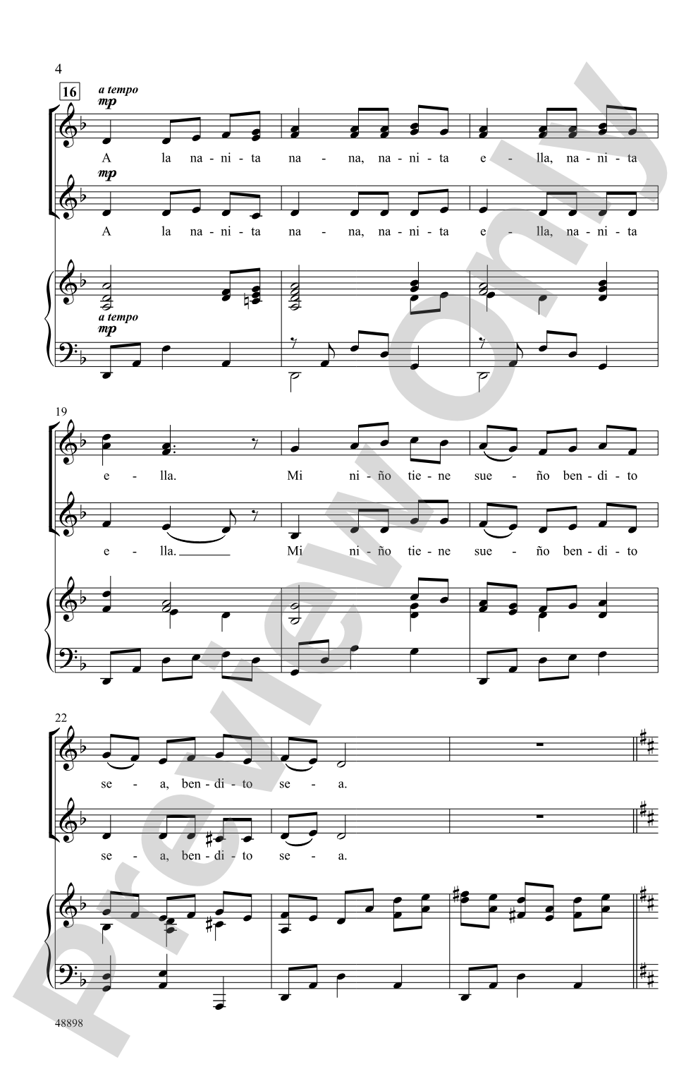 A La Nanita Nana: SSA Choral Octavo