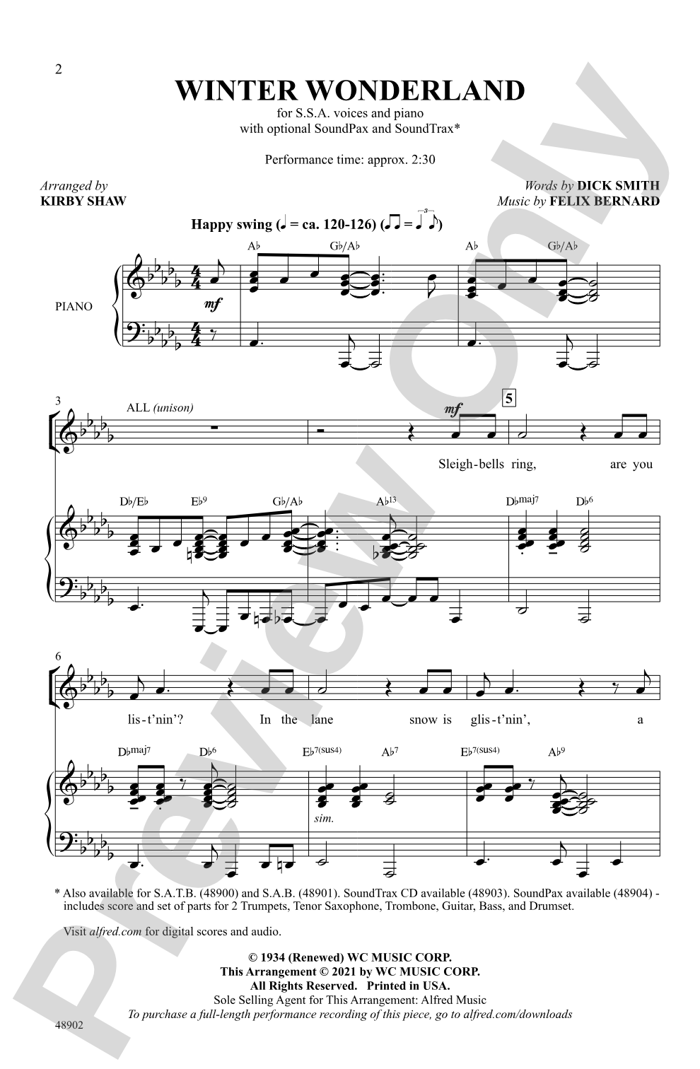 Winter Wonderland: SSA Choral Octavo
