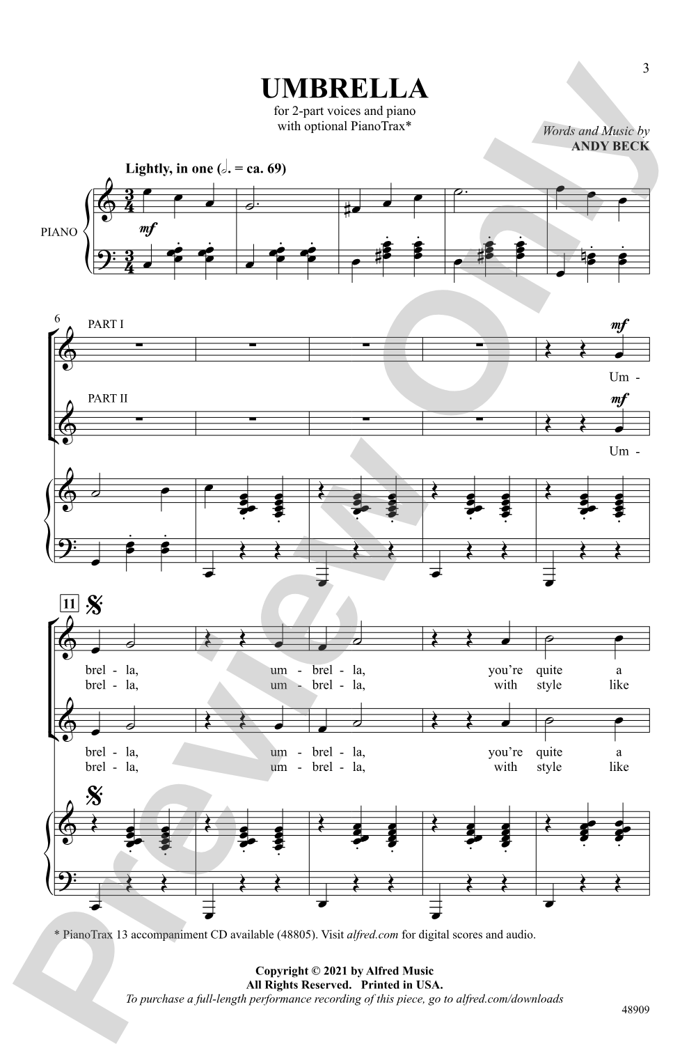 Umbrella: 2-Part Choral Octavo