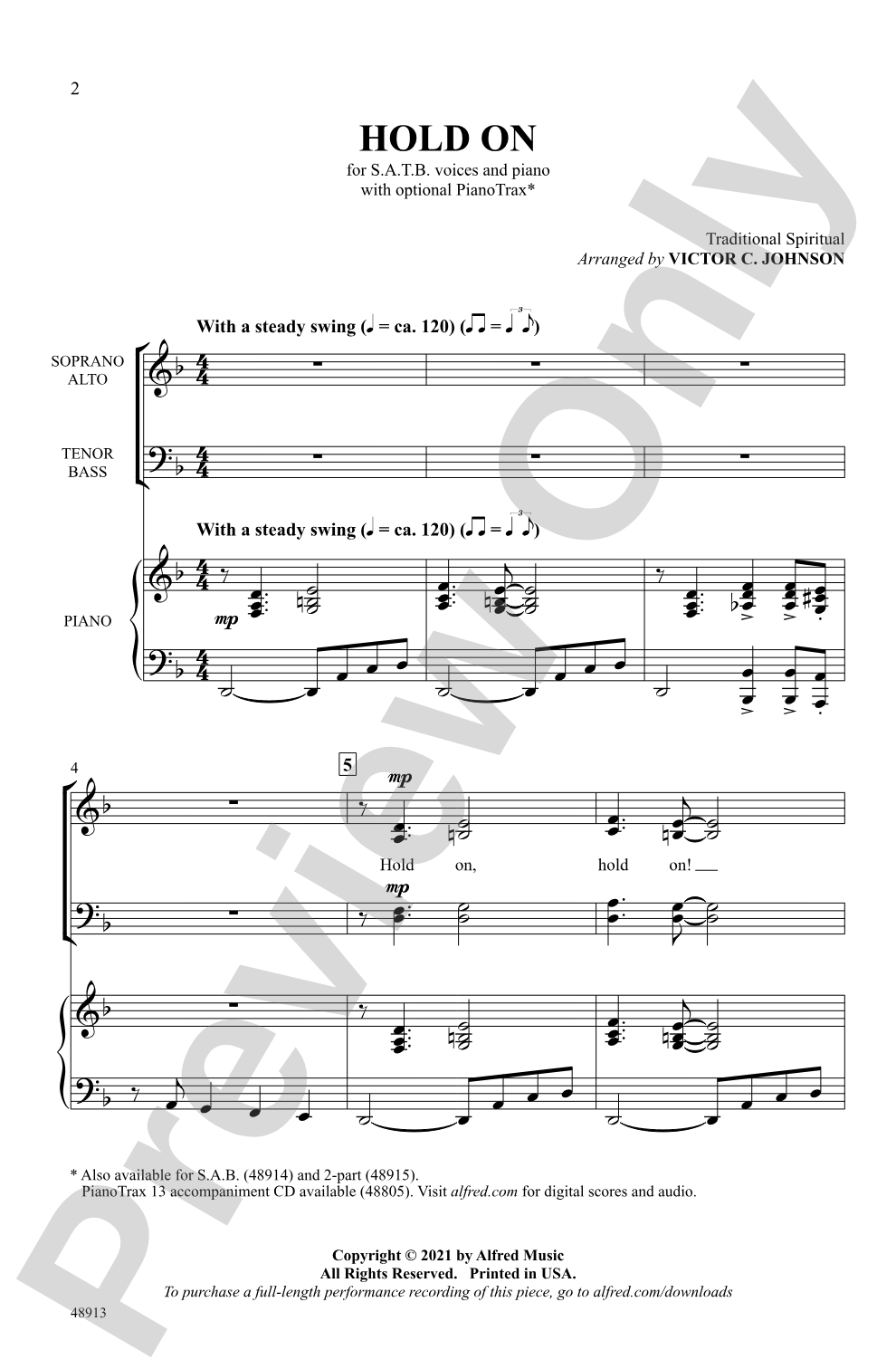 Hold On: SATB Choral Octavo
