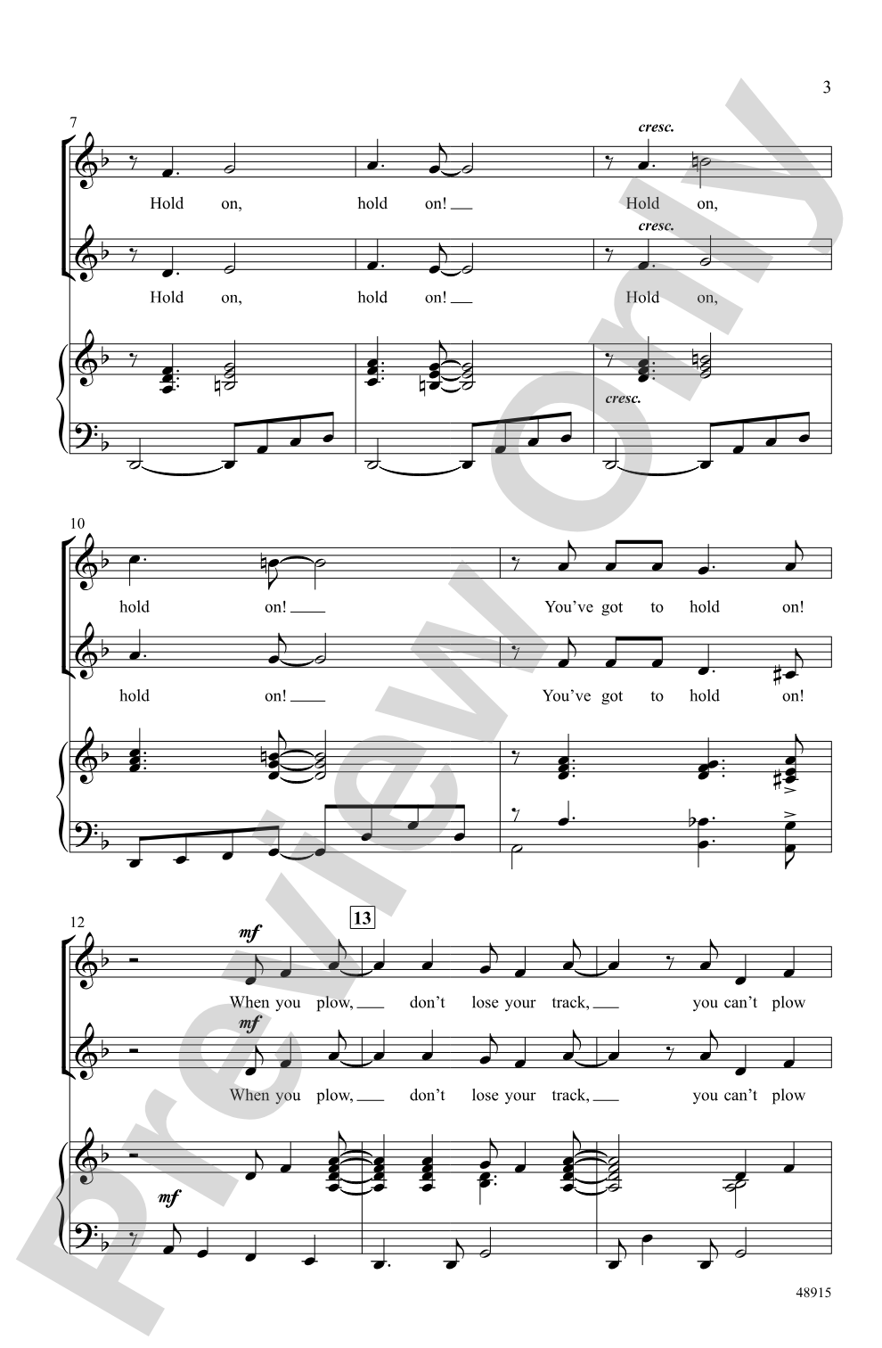 Hold On: 2-Part Choral Octavo