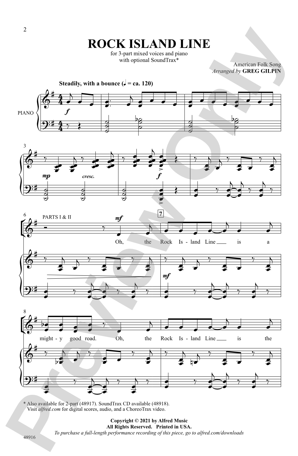 Rock Island Line: 3-Part Mixed Choral Octavo