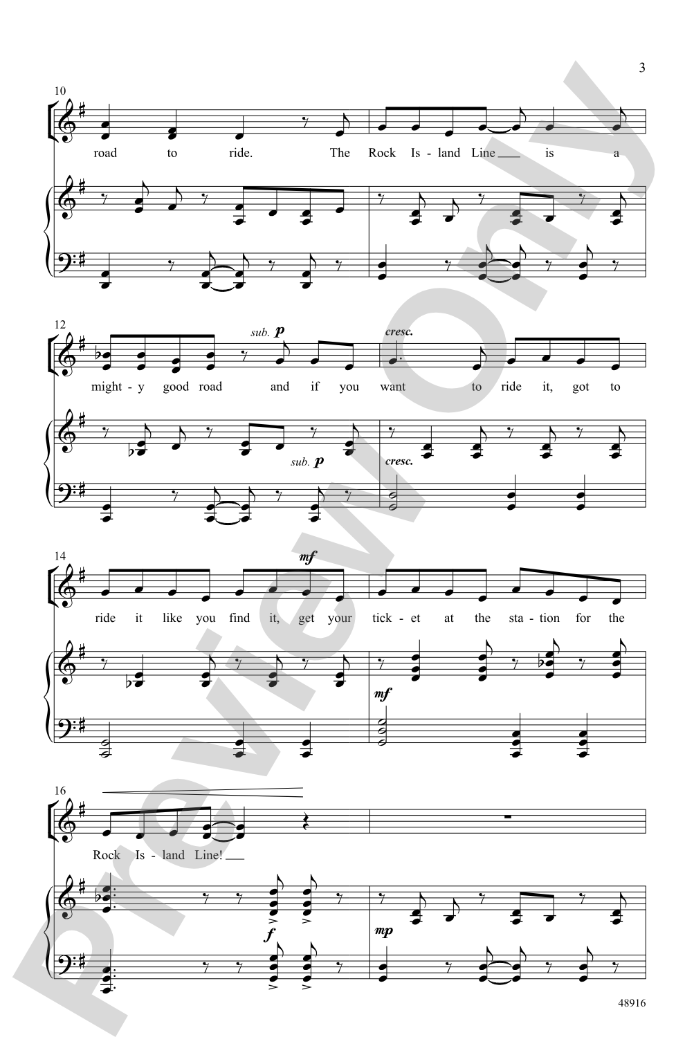 Rock Island Line: 3-Part Mixed Choral Octavo