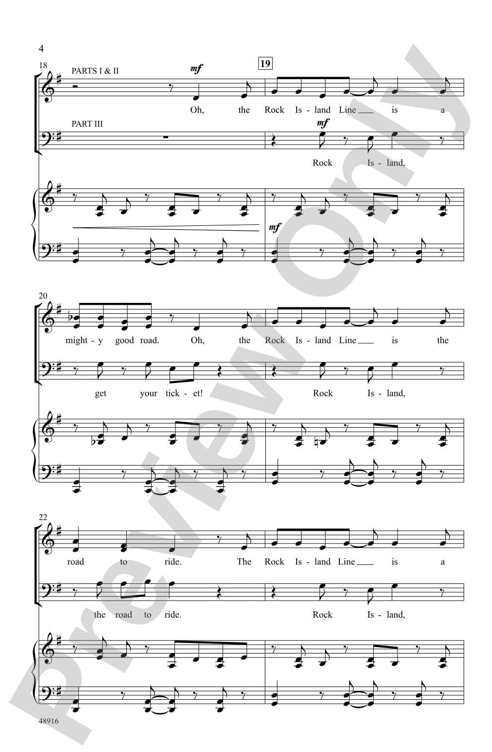 Rock Island Line: 3-Part Mixed Choral Octavo
