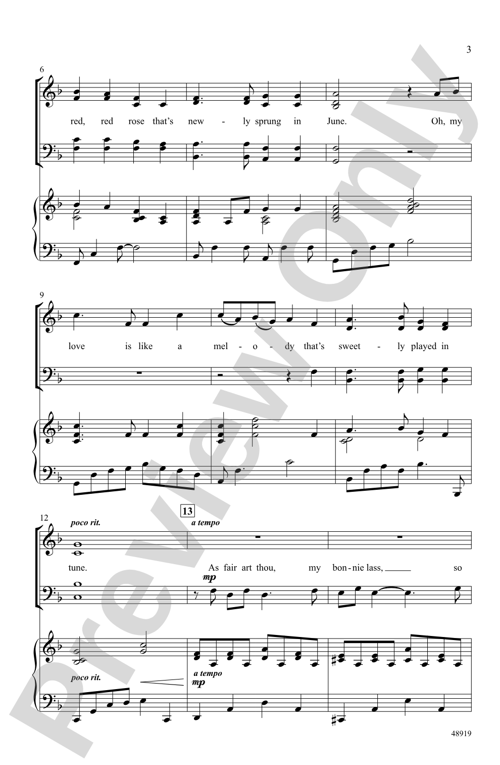 A Red, Red Rose: SATB Choral Octavo