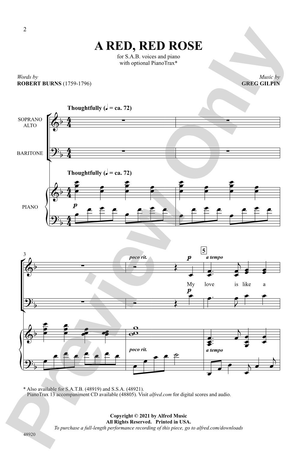A Red, Red Rose: SAB Choral Octavo