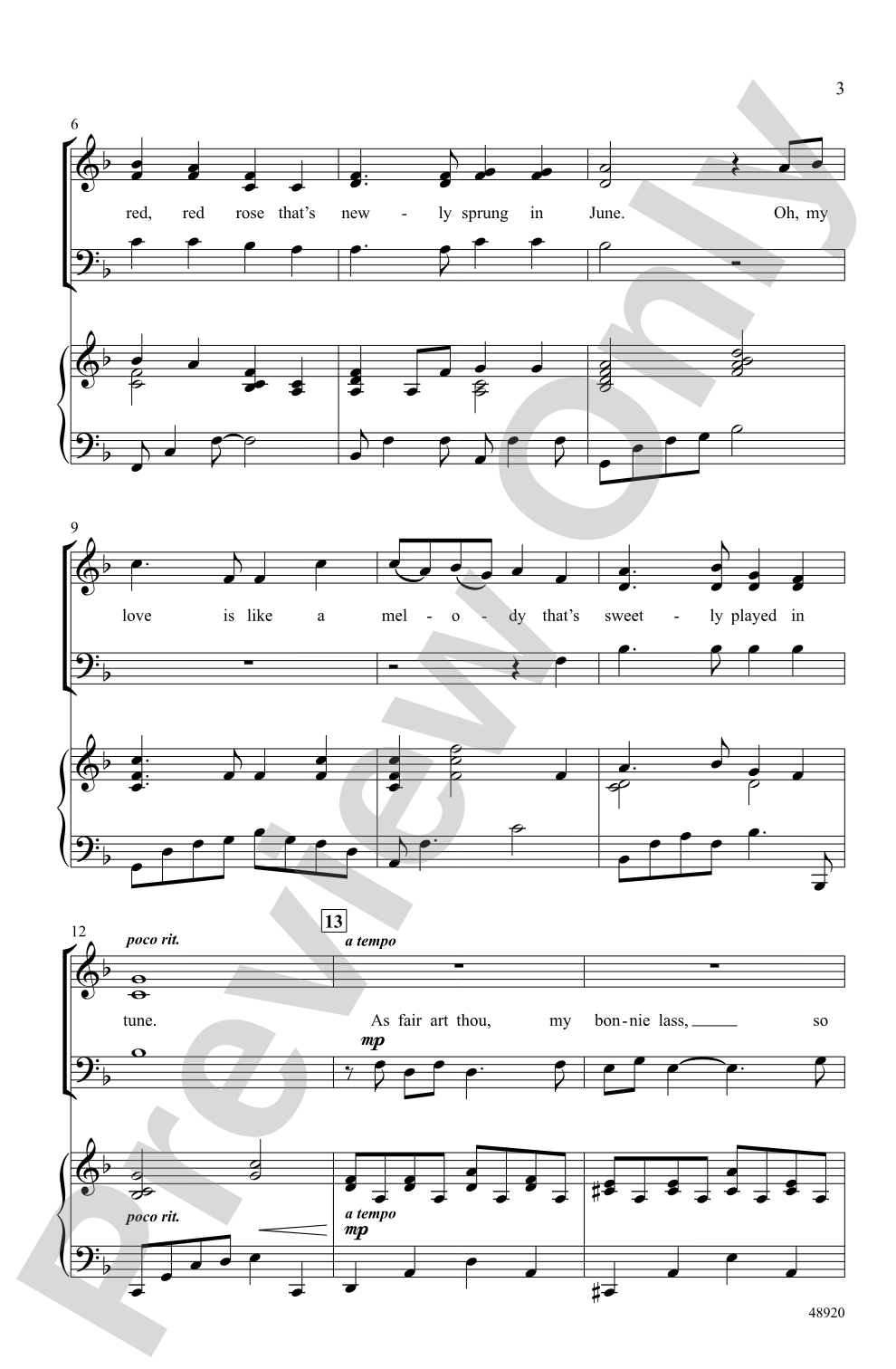 A Red, Red Rose: SAB Choral Octavo