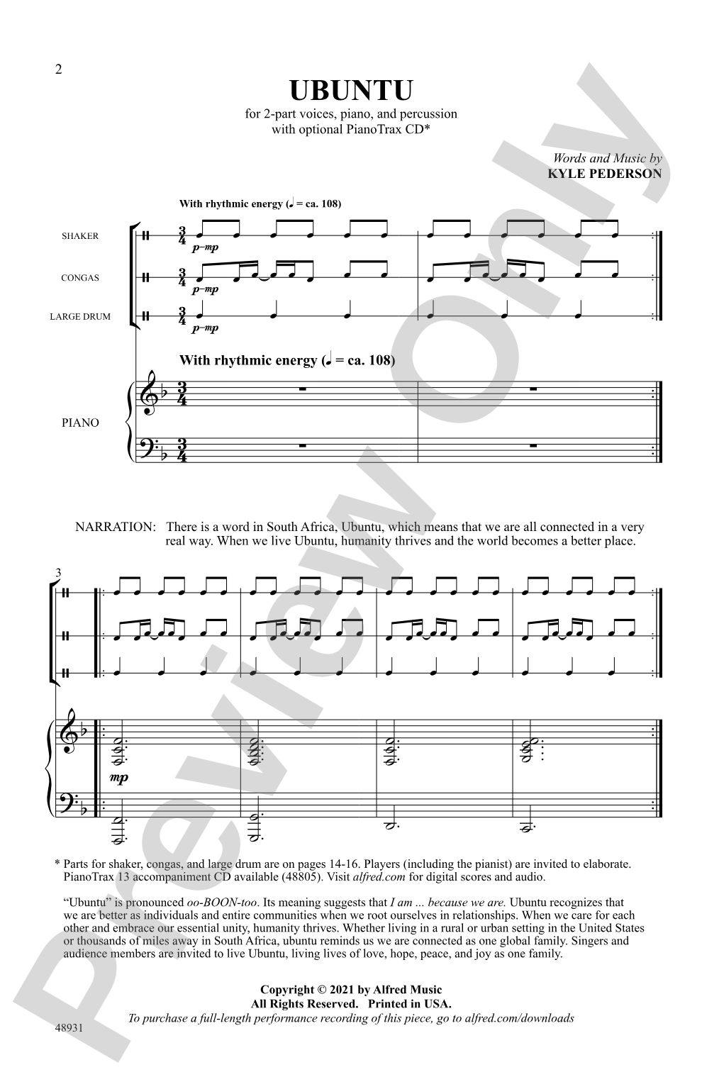 Ubuntu: 2-Part Choral Octavo