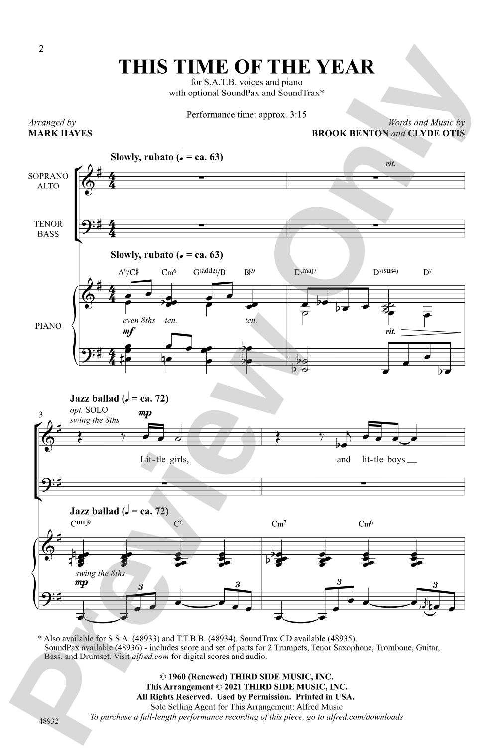 This Time of the Year: SATB Choral Octavo