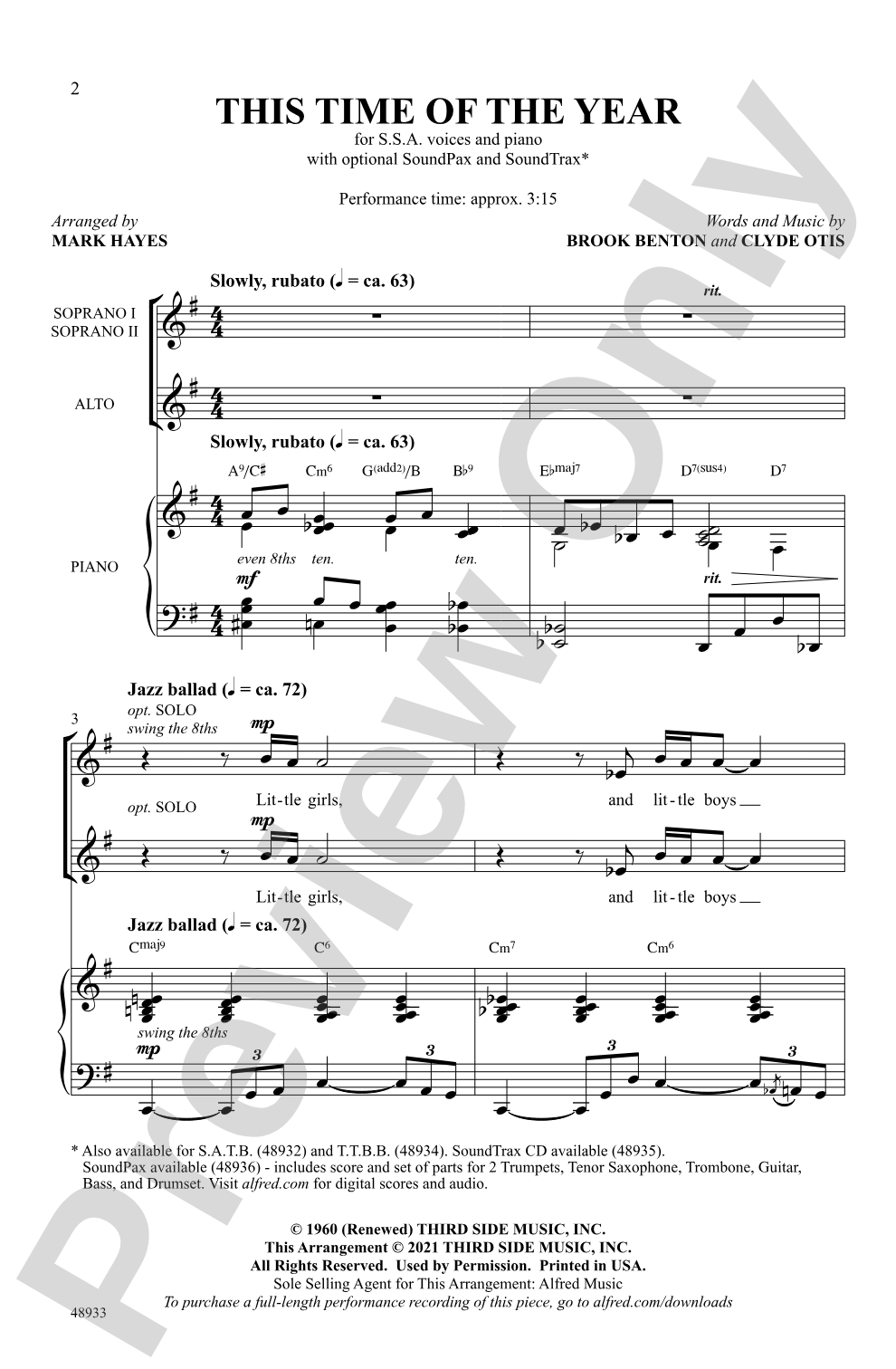 This Time of the Year: SSA Choral Octavo