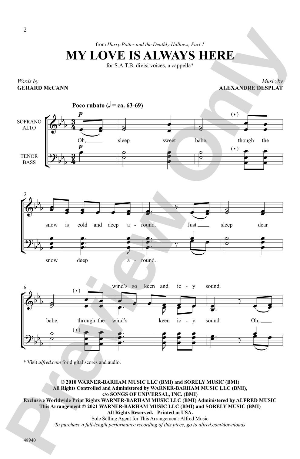 My Love Is Always Here: SATB divisi, <I>a cappella</I> Choral Octavo
