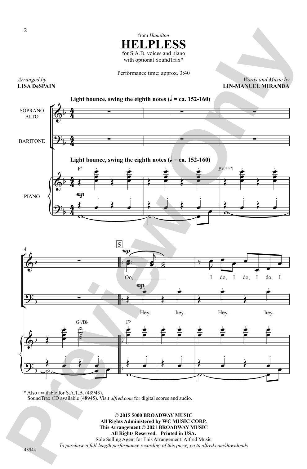 Helpless: SAB Choral Octavo