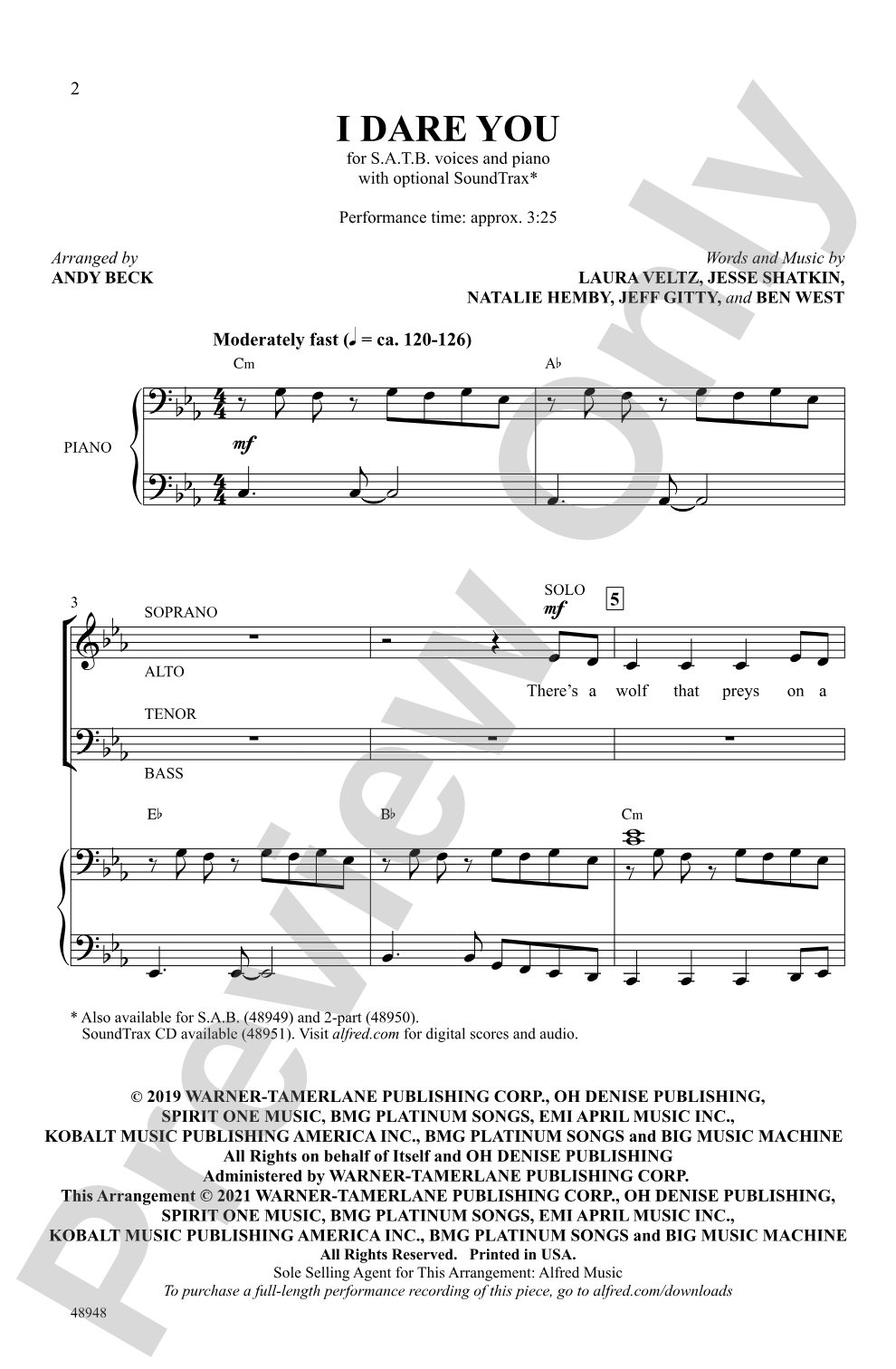 I Dare You: SATB Choral Octavo