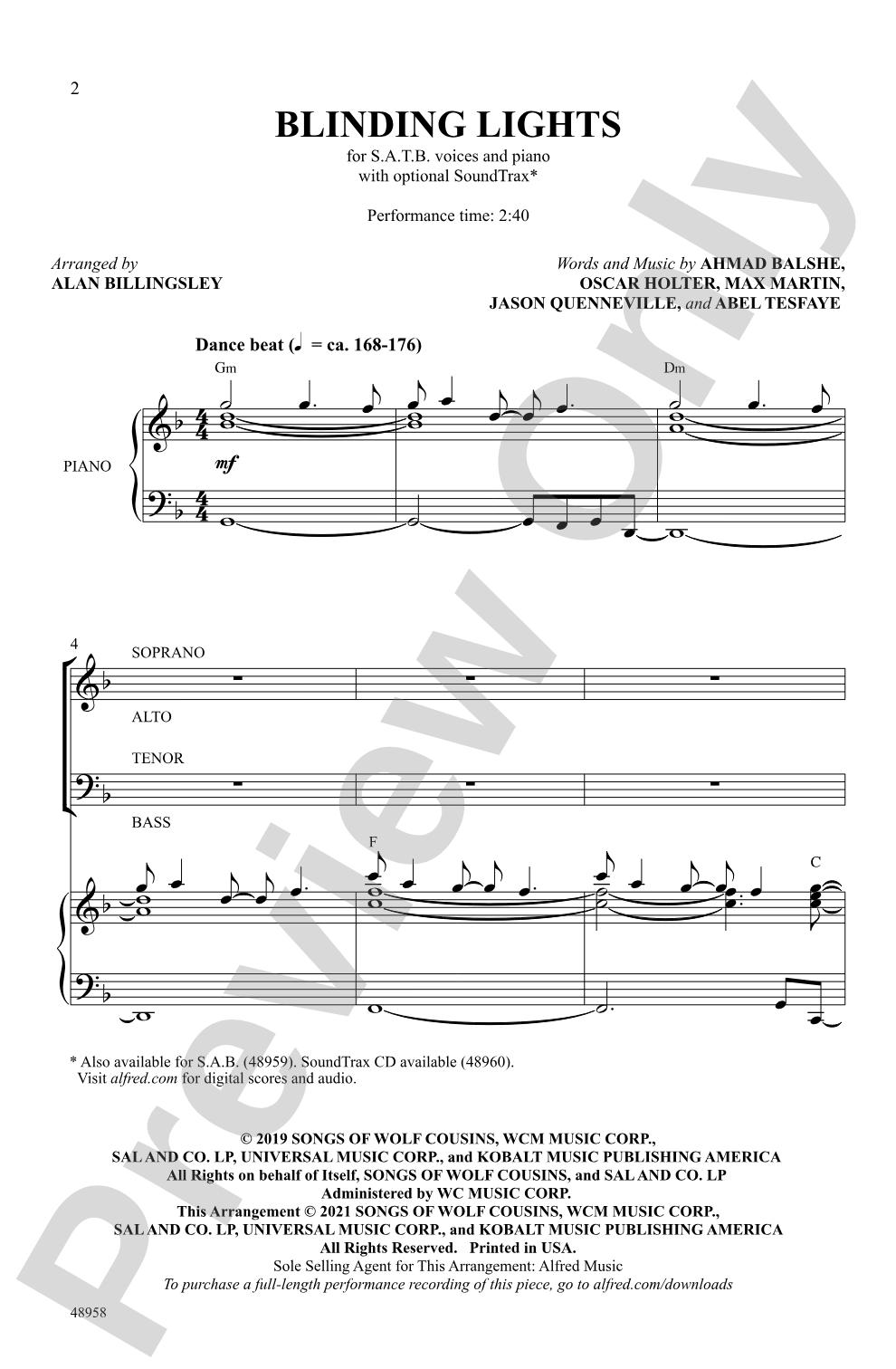 Blinding Lights: SATB Choral Octavo