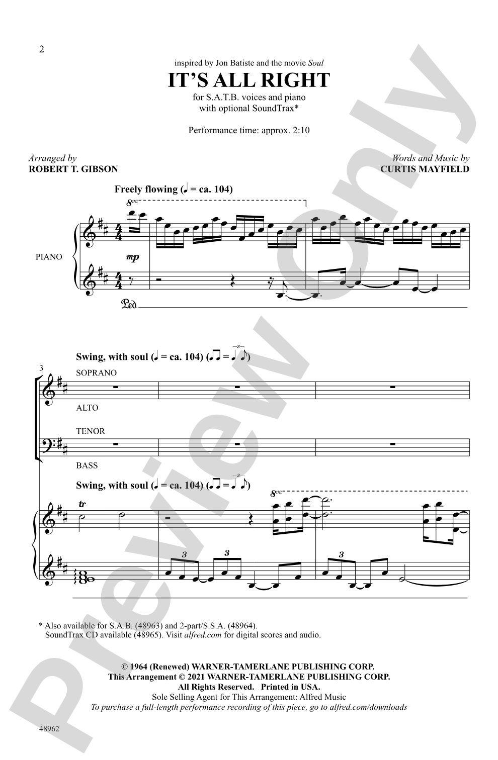 It's All Right: SATB Choral Octavo