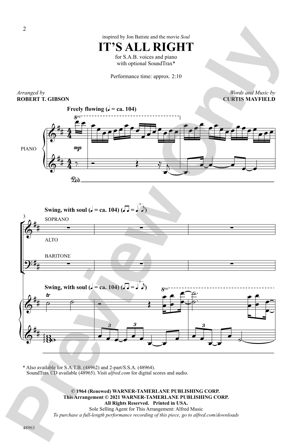 It's All Right: SAB Choral Octavo