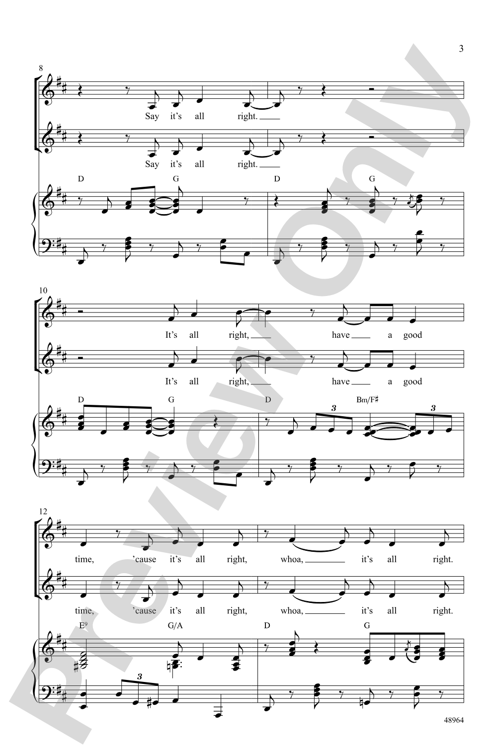 It's All Right: 2-Part/SSA Choral Octavo