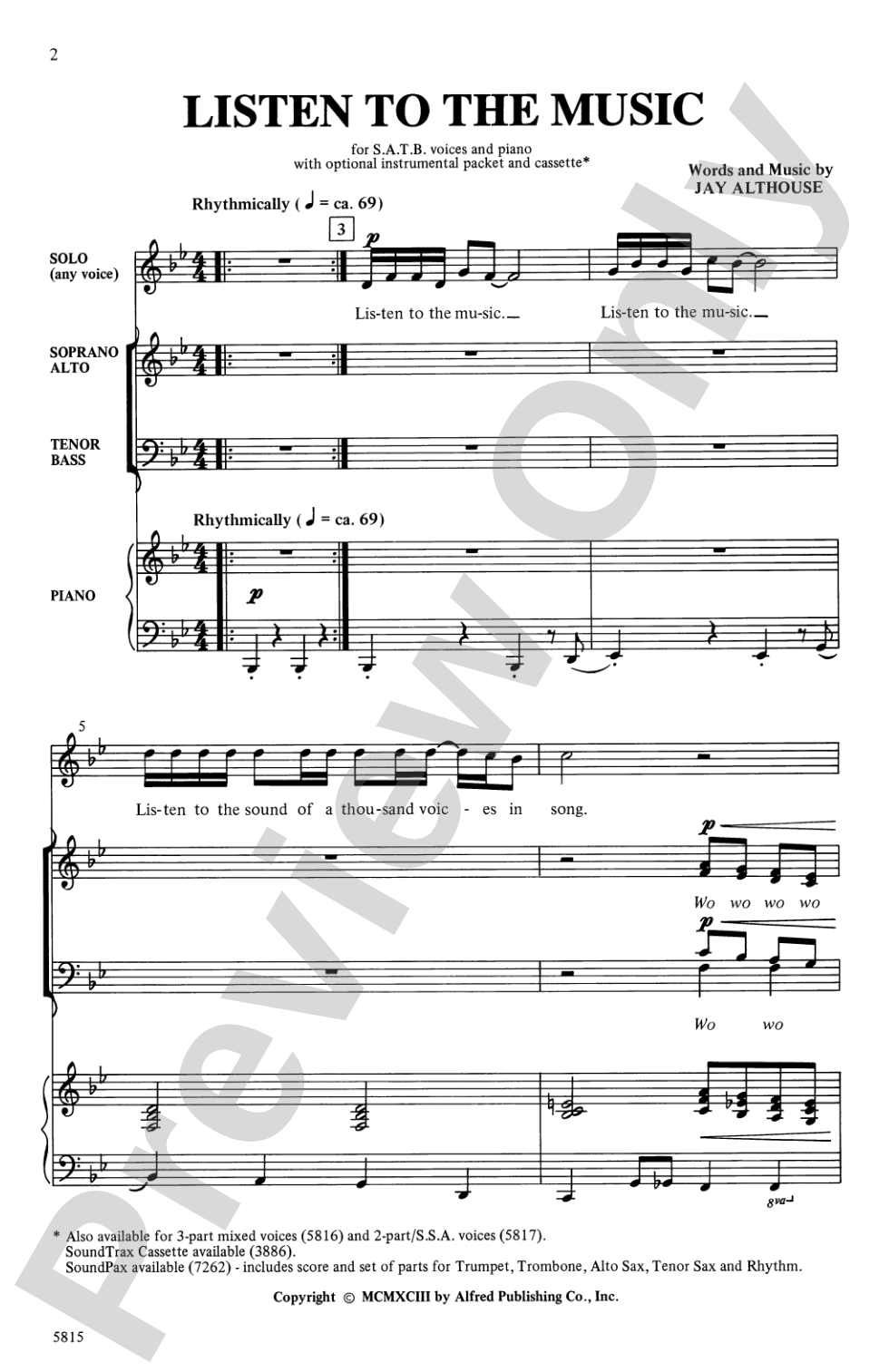 Listen to the Music: SATB Choral Octavo