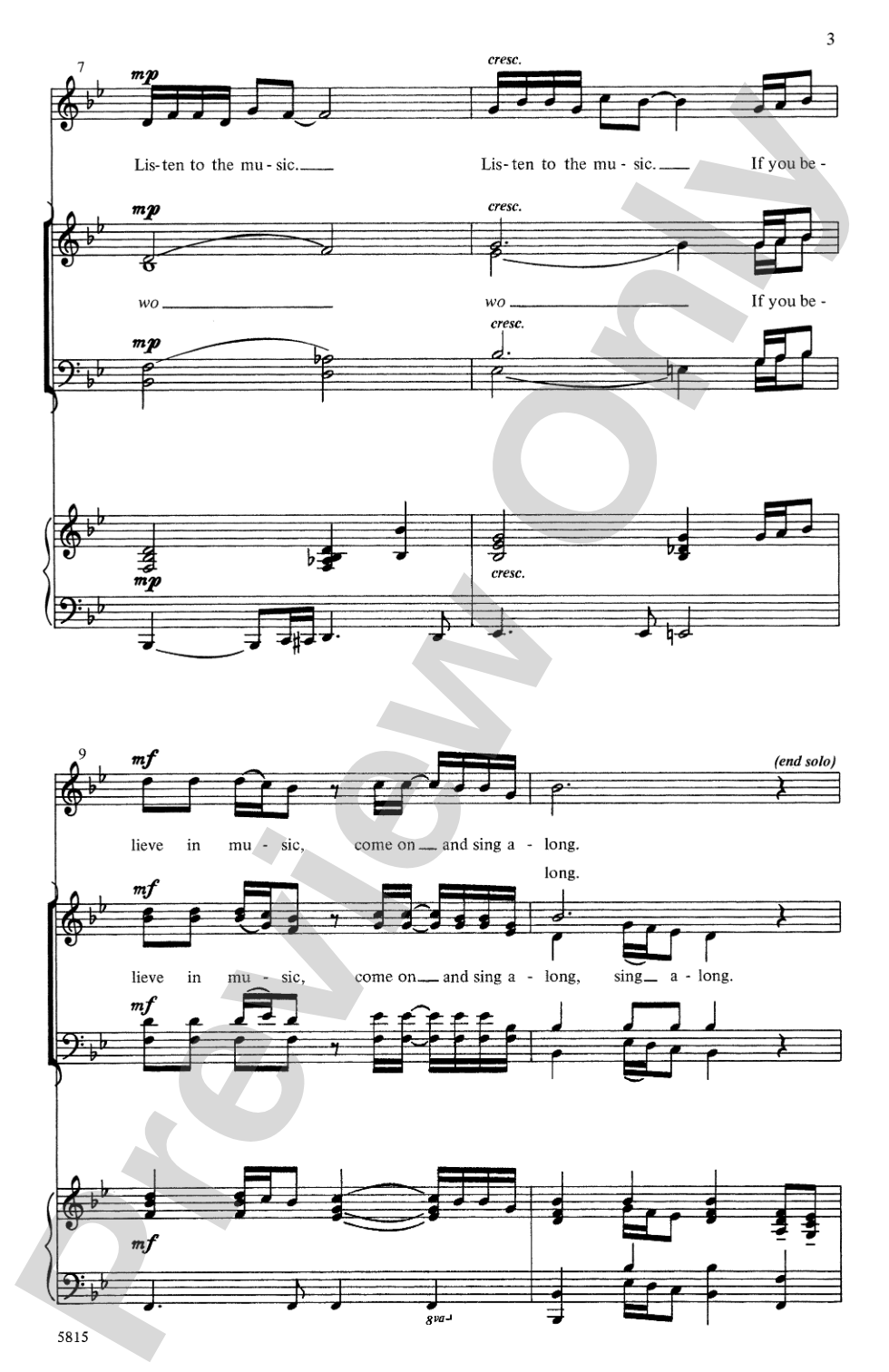 Listen to the Music: SATB Choral Octavo