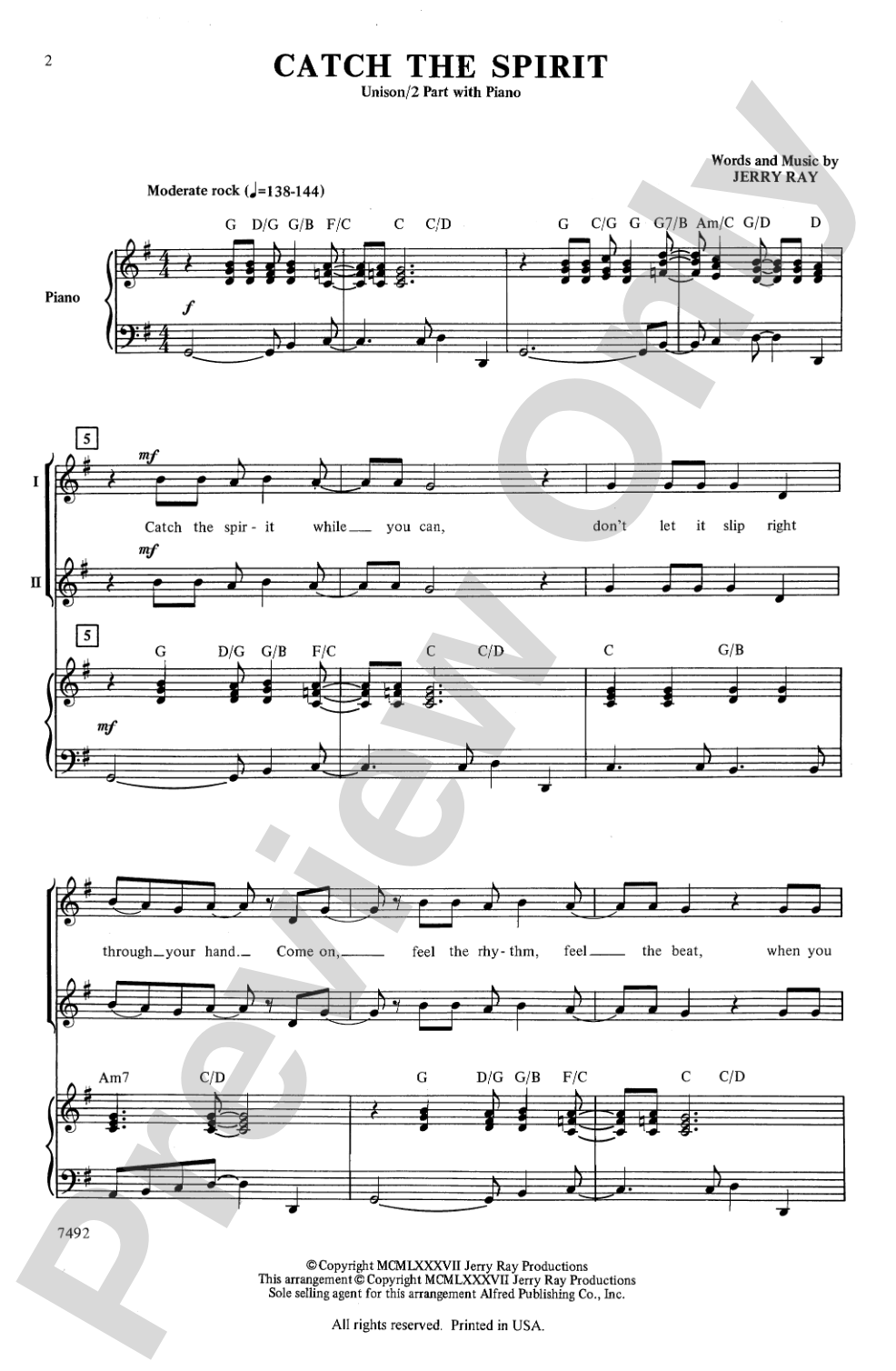 Catch the Spirit: 2-Part Choral Octavo