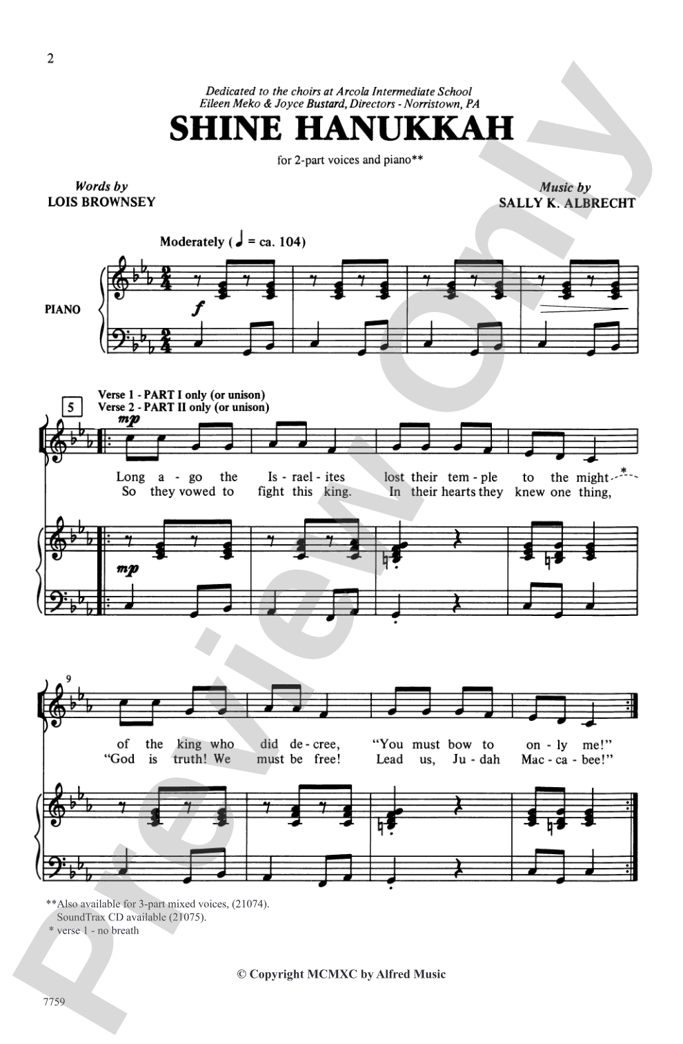 Shine Hanukkah: 2-Part Choral Octavo