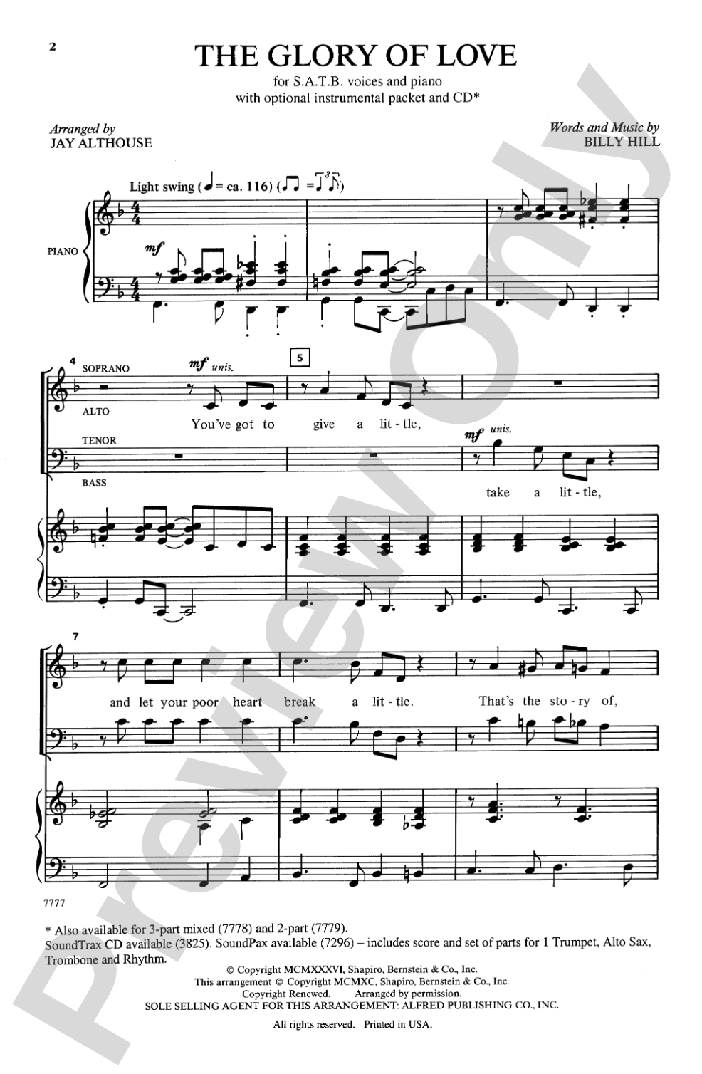 The Glory of Love: SATB Choral Octavo