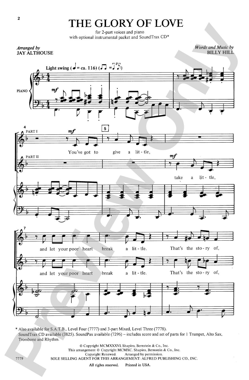 The Glory of Love: 2-Part Choral Octavo