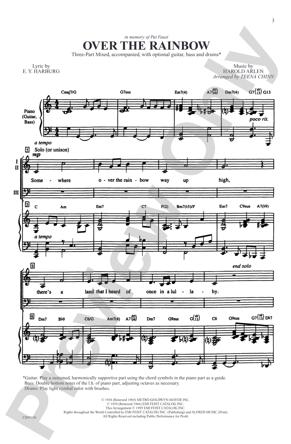 Over the Rainbow: 3-Part Mixed Choral Octavo