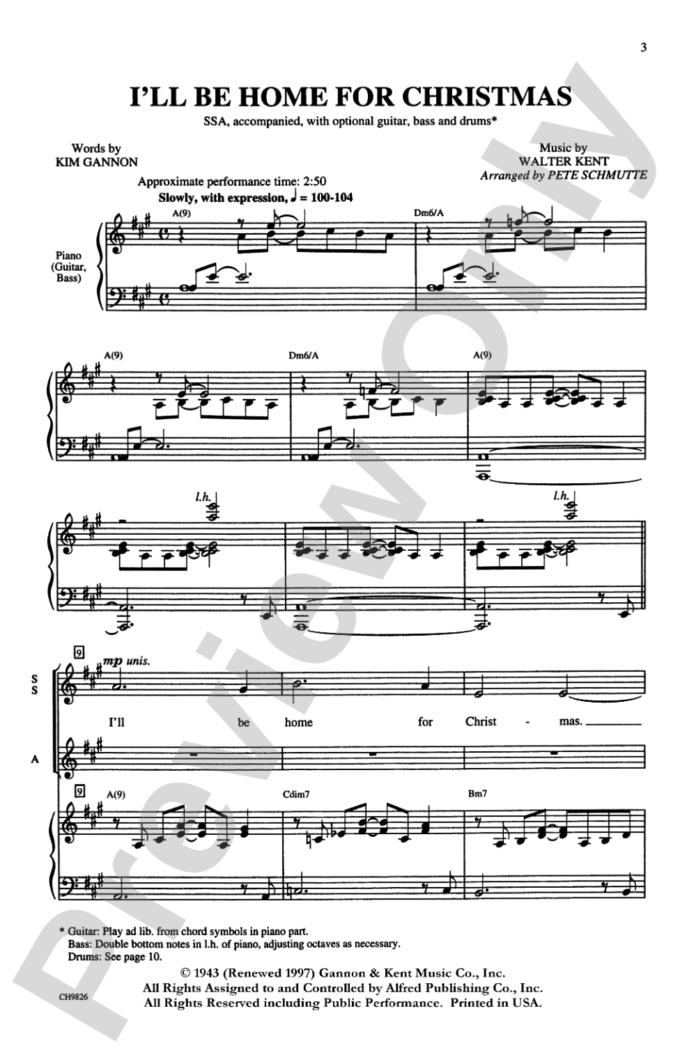 I'll Be Home for Christmas: SSA Choral Octavo