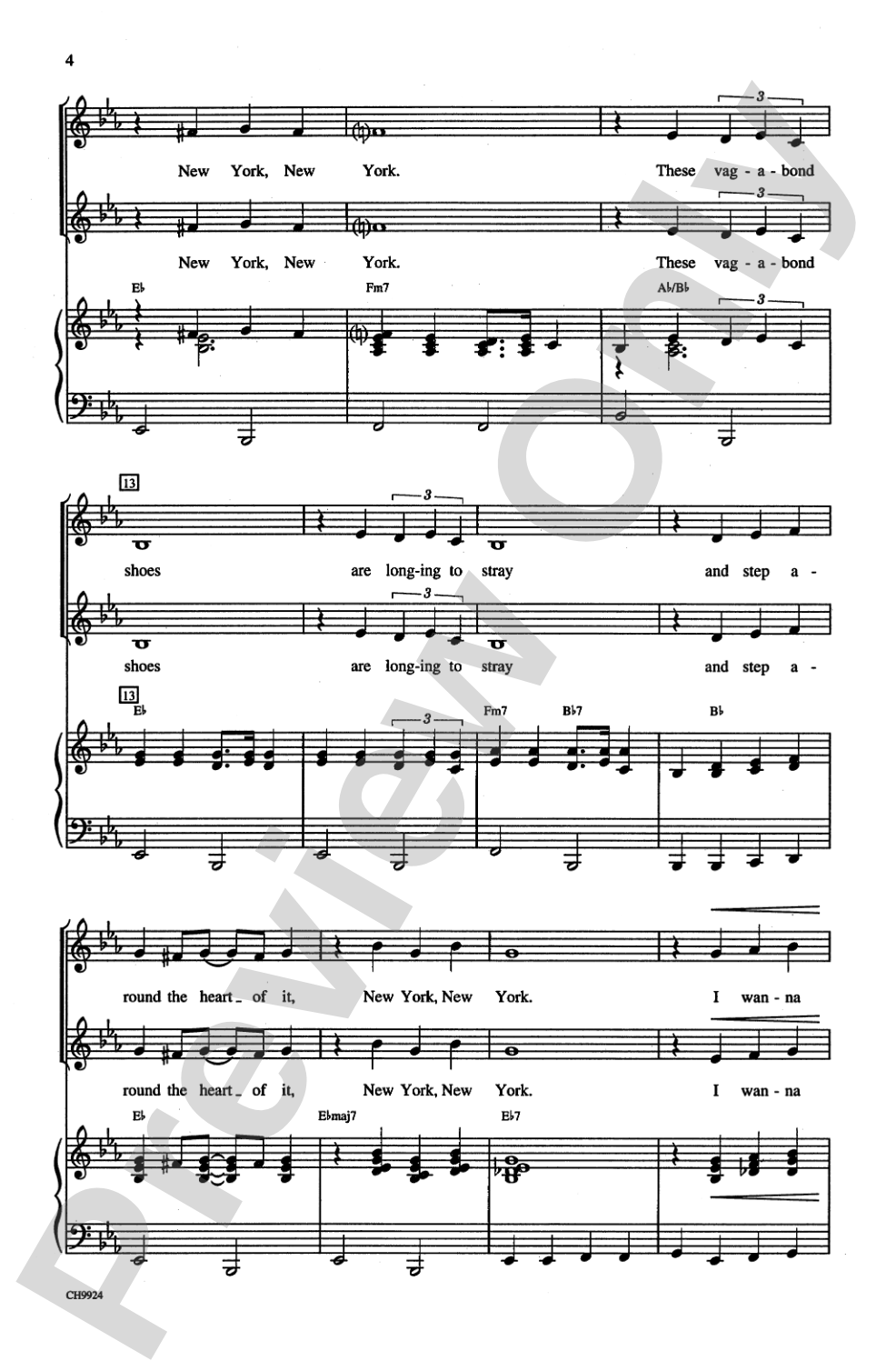 <I>New York, New York,</I> Theme from: 2-Part Choral Octavo