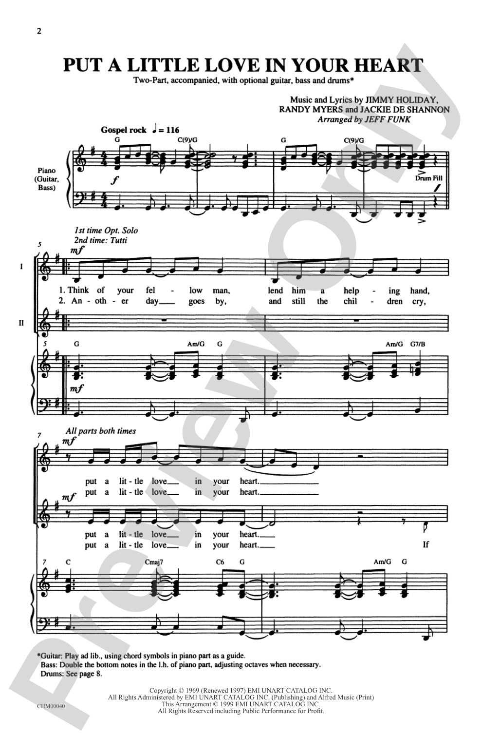 Put a Little Love in Your Heart: 2-Part Choral Octavo